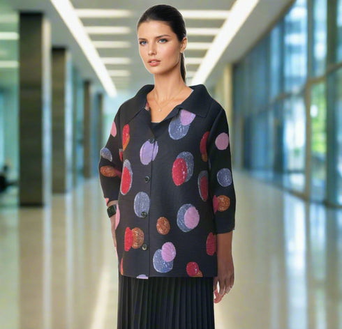 Easy Travel Dot Pleated Jacket - JK1206 Black
